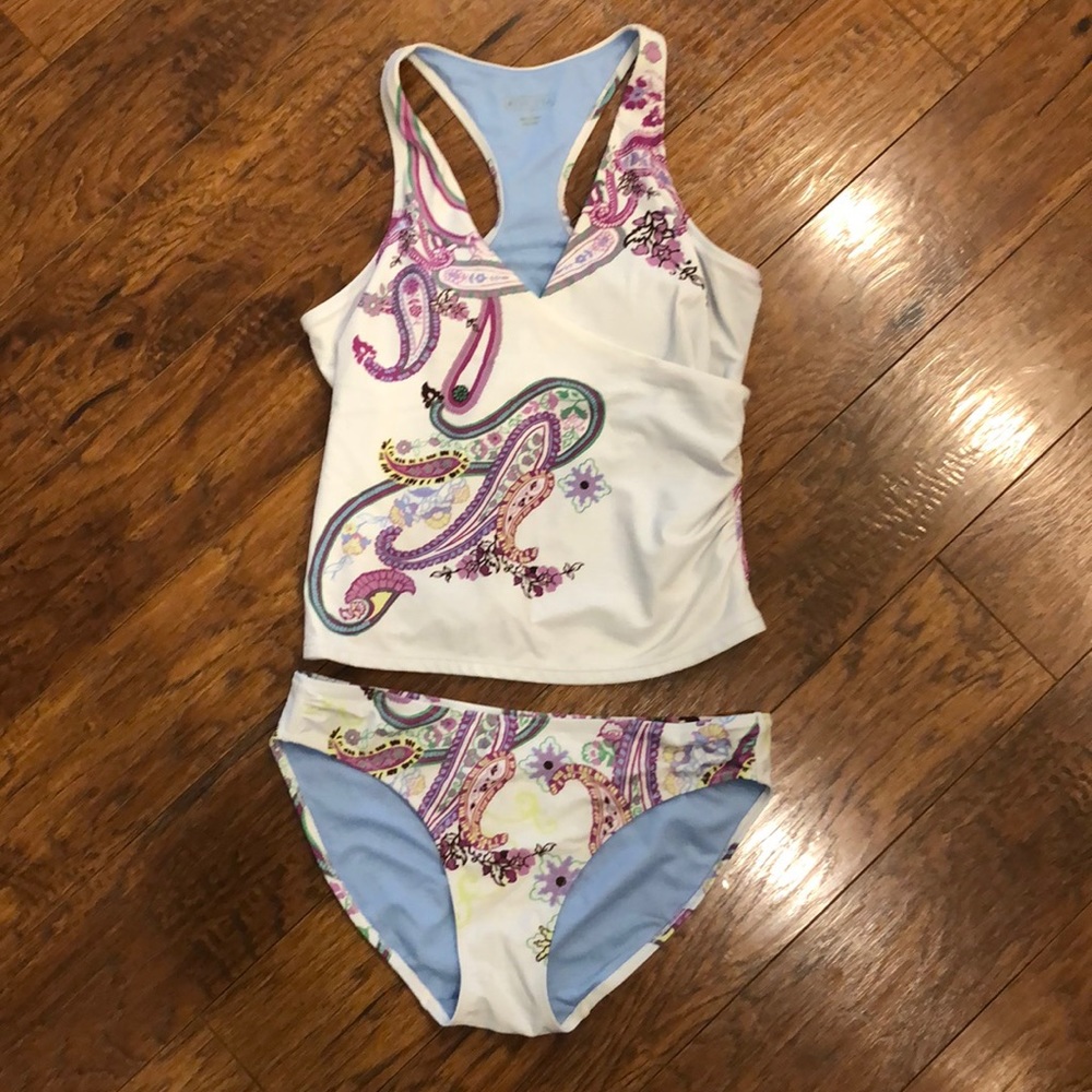 Athleta Paisley Twist Racerback Tankini Swim Suit